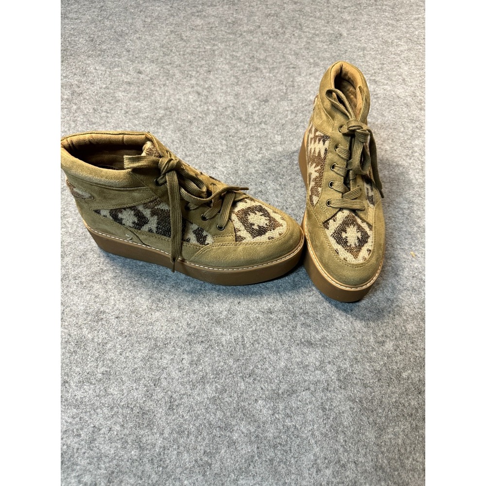 Zodiac Siona Womens 8 Beige Southwestern Lace Up Platform Ankle Boots